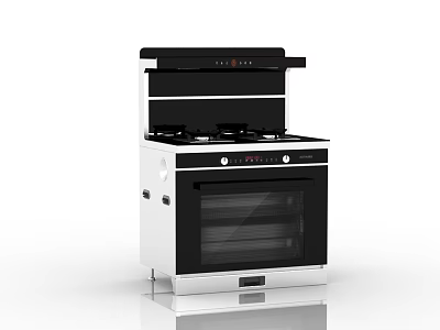 Modern Black And White Kitchen Appliance With Gas Hob Oven And Cooktop 3d model