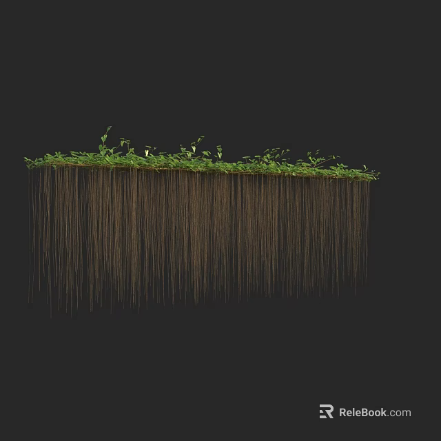 Lush Trailing Vines with Fresh Green Leaves Hanging on Dark Background 3d model 