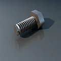Detailed Metal Bolt Sculpture With Hexagonal Head And Threads On Gray Surface