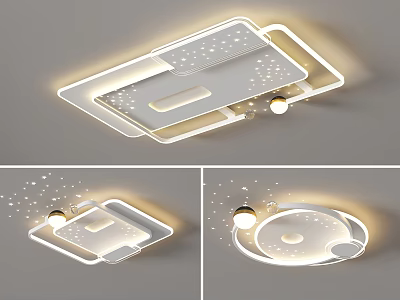 Stylish Ceiling Lights With Star Details And Various Shapes 3d model