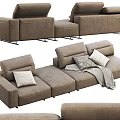 Modern Modular Casual Sofa Set With Upholstered Design And Neutral Accent Pillows 3d model