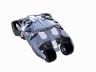 Futuristic Angular Metallic Car With Black Tires And Aggressive Design 3d model