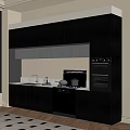 Modern Dark Colored Kitchen Cabinets With Countertop Sink And Oven Appliances
