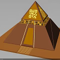 Orange Pyramid Structure With Yellow Decorative Symbols On Top And Base Steps 3d model