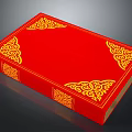 Red Decorative Storage Box With Intricate Golden Patterns For Home Use