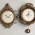 Vintage Decorative Wall Clocks With Ornate Metal Frames And Classic Dials