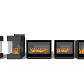 Modern Fireplaces With Different Stylish Designs And Realistic Burning Flames 3d model