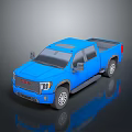 Modern Blue GMC Pickup Truck With Double Cab Cargo Bed 3D Rendering 3d model