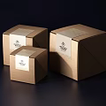 Decorative Ornament Set With Three Brown Paper Boxes In Various Sizes For Home Decor