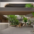 Serene Cafe Space With Lush Greenery Outdoor Seating And Natural Light