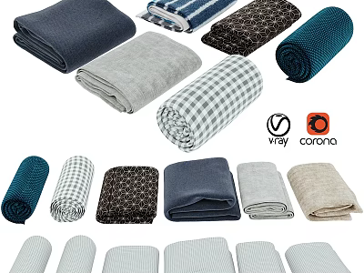 Soft Absorbent Kitchen Towels With Assorted Colors And Patterns For Daily Cleaning 3d model