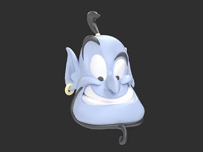 Game and Movie Genie Character With Blue Skin Large Ears Gold Earring and Smiling Expression 3d model