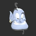 Game and Movie Genie Character With Blue Skin Large Ears Gold Earring and Smiling Expression