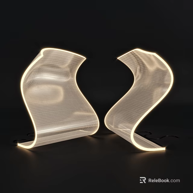 Pair of Modern Curved Mesh Design Table Lamps With Soft Ambient Light 3d model 