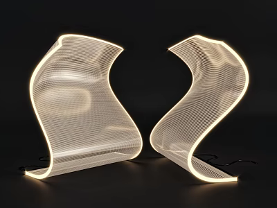 Pair of Modern Curved Mesh Design Table Lamps With Soft Ambient Light 3d model