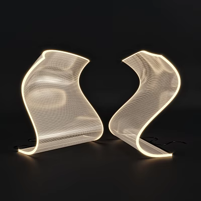Pair of Modern Curved Mesh Design Table Lamps With Soft Ambient Light 3d model