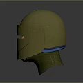 Yellow Dome Shaped Weapon Helmet With Protective Face Shield And Metallic Accents