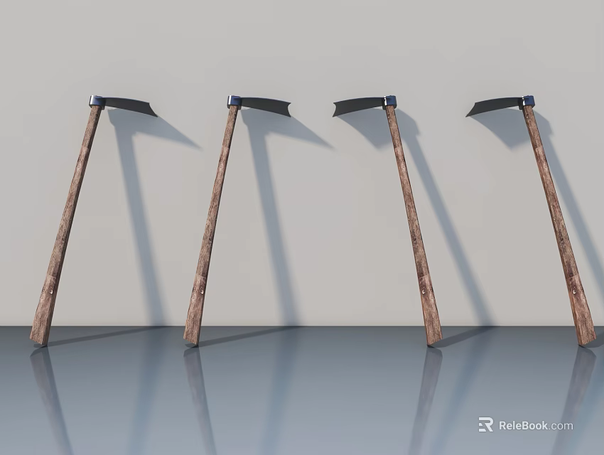 Four Modern Wooden Swing Doors With Metal Handles In Interior Space 3d model 