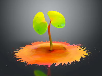 Innovative Commercial Equipment With Green Leaves Red Stem And Orange Abstract Base 3d model