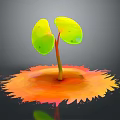 Innovative Commercial Equipment With Green Leaves Red Stem And Orange Abstract Base