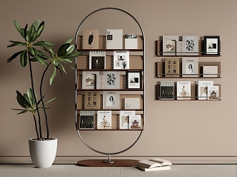 Modern Middle Ancient Bookshelf Floor Rotating Bookshelf Wall Hanging Bookshelf Books 3d model