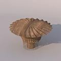 Wooden Garden Ornament Featuring Flower Shaped Top And Intricate Grid Pattern
