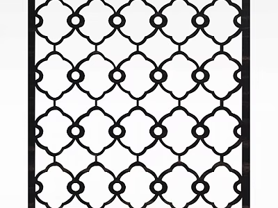 Black Metal Room Divider With Intricate Geometric Pattern For Home Decor 3d model