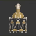 Gold And Silver Decorative Ornament With Ornate Top And Hanging Tassel Details