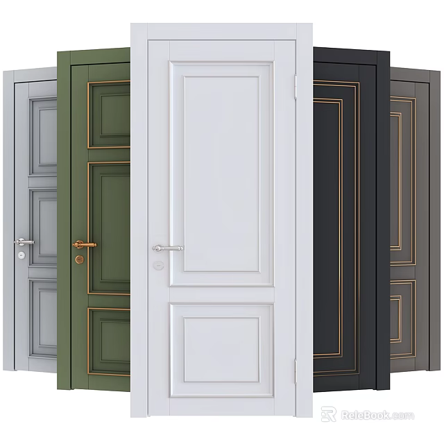 Various Colored Hinged Doors With Diverse Design Styles For Interior Decoration 3d model 