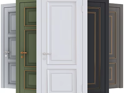 Various Colored Hinged Doors With Diverse Design Styles For Interior Decoration 3d model