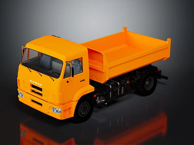 Yellow Dump Truck With Front Cab Open Cargo Bed And Detailed Exterior 3d model