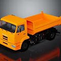 Yellow Dump Truck With Front Cab Open Cargo Bed And Detailed Exterior