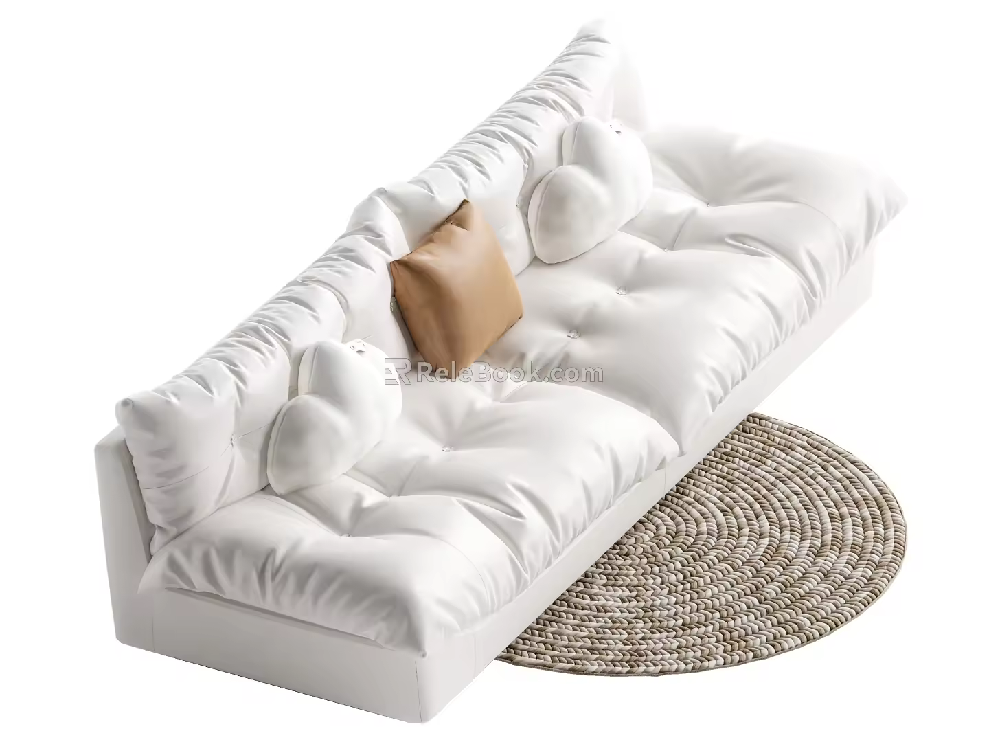 Cream wind multi-person sofa 3d model