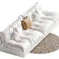 Cream wind multi-person sofa 3d model