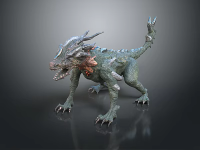 Fierce Mythical Monster Character 3D Model With Scaly Skin Horns And Sharp Claws 3d model