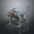 Fierce Mythical Monster Character 3D Model With Scaly Skin Horns And Sharp Claws