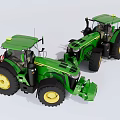Two Green Tractors Functional Utility Vehicles With Heavy Duty Wheels And Agricultural Use