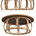 Round Rattan Coffee Table with Woven Base and Curved Frame for Natural Living Room Decor
