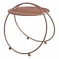 Copper Round Side Table With Metal Frame And Small Ball Feet Design 3d model