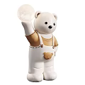 Cute Bear Dolls Holding Glowing Balls Wearing White Brown Overalls With Small Bear Motifs