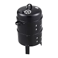 Portable Black Double Layer Outdoor Grill Smoker With Handles And Vented Top
