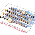 Wooden Boards Timber Firewood Piles Combined 3D Models With Various Shapes And Sizes