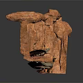 Red Rock Cliff Building Structure With Ancient Columns And Stone Platform