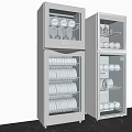 Stainless Steel Kitchen Appliances With Disinfectors Holding Plates Bowls And Cups