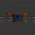 Professional Round Gaming Table with Colorful Poker Layout and Blue Orange Chairs