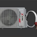 MITAGE X Air Conditioner Outdoor Unit With White Body Ventilation Grille Connected Hose Red Valve