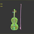 Classic Violin and Bow Musical Instrument Display on Gray Background with Smooth Surface