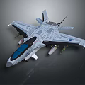 Modern Military Fighter Jet With Gray Body Blue Canopy and Underwing Missile Attachments