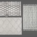Modern Square Rugs with Various Geometric Patterns Woven Textures and Fringed Edges 3d model