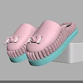Pink Fluffy Slippers with Cute Elephant Design and Blue Sole for Cozy Indoor Wear